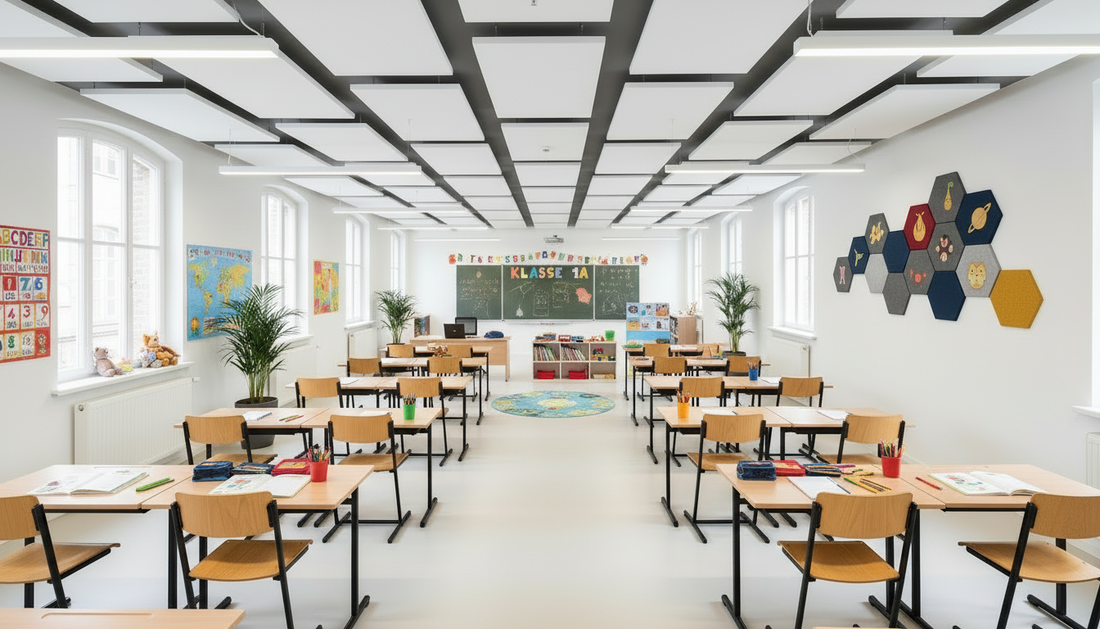 Klassenraum mit Deckenabsorbern