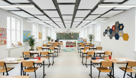 Klassenraum mit Deckenabsorbern