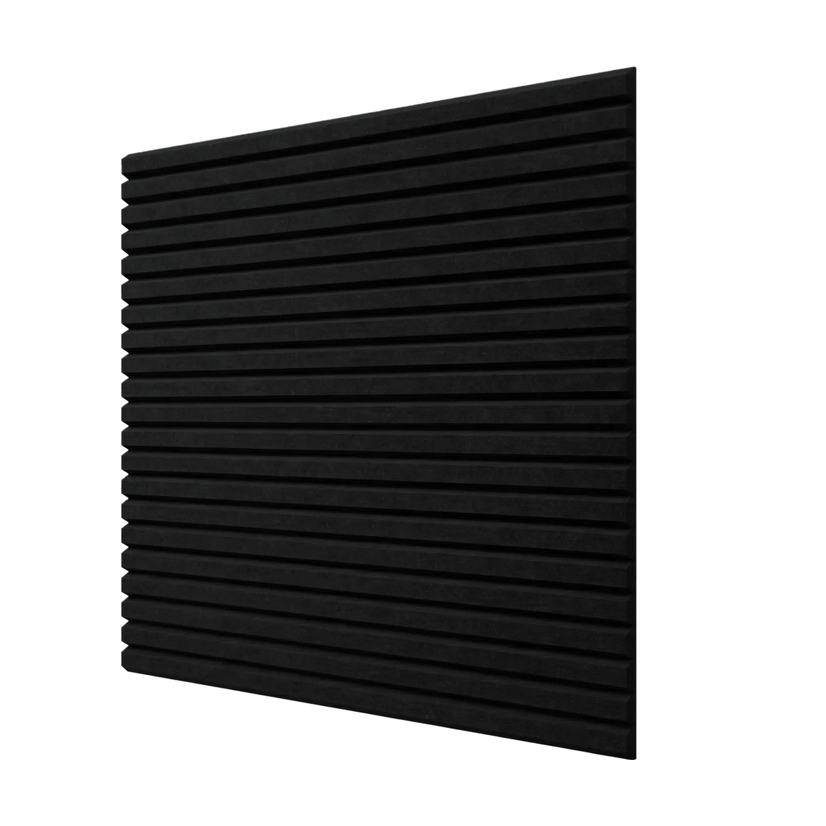Cover Pad Wandpaneel in Schwarz: gerilltes Akustikpaneel aus PET-Filz, freigestellt