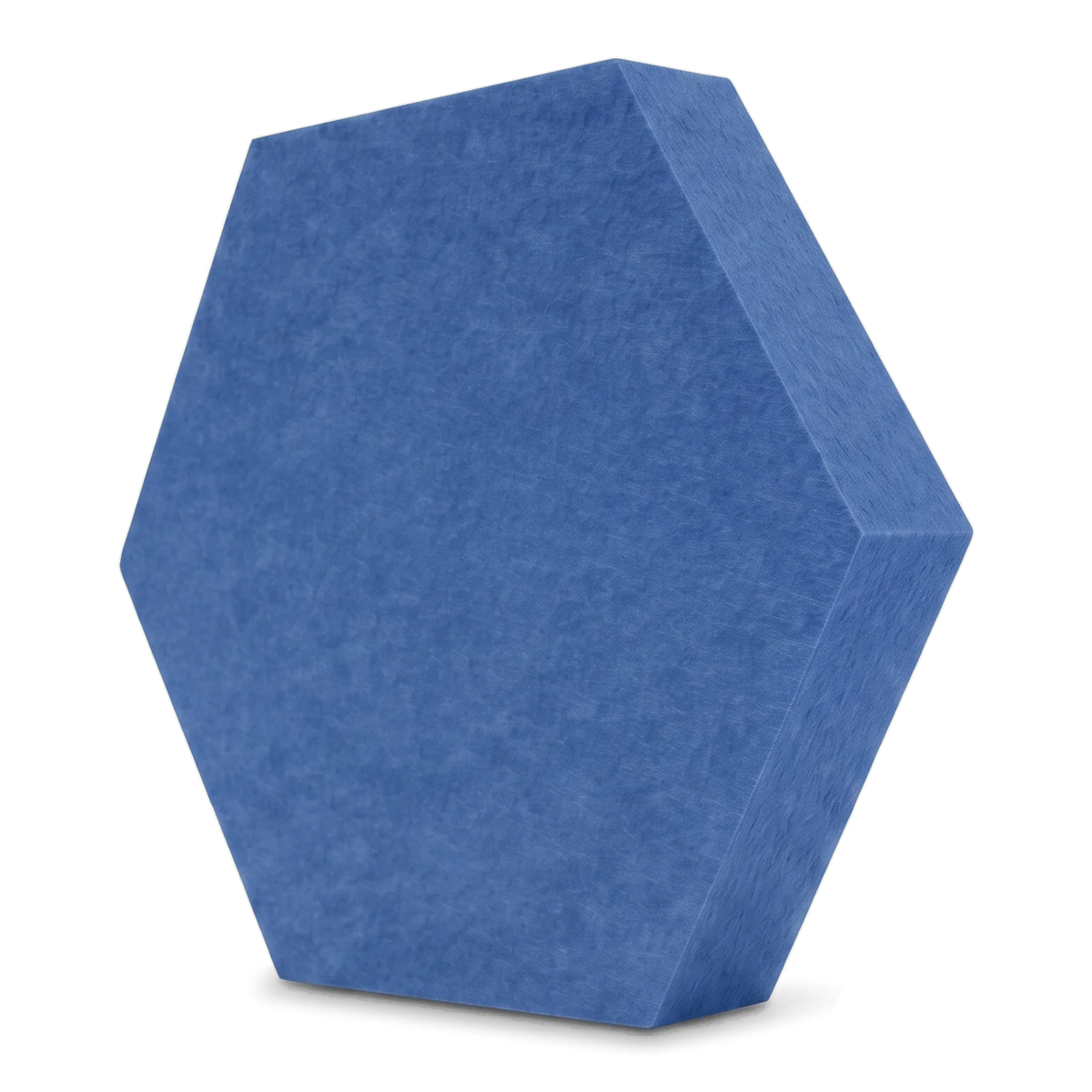 Fiber Hexa Akustikelement aus PET-Vlies in Blau, Sechseck 290 mm, Schrägansicht