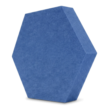 Fiber Hexa Akustikelement aus PET-Vlies in Blau, Sechseck 290 mm, Schrägansicht