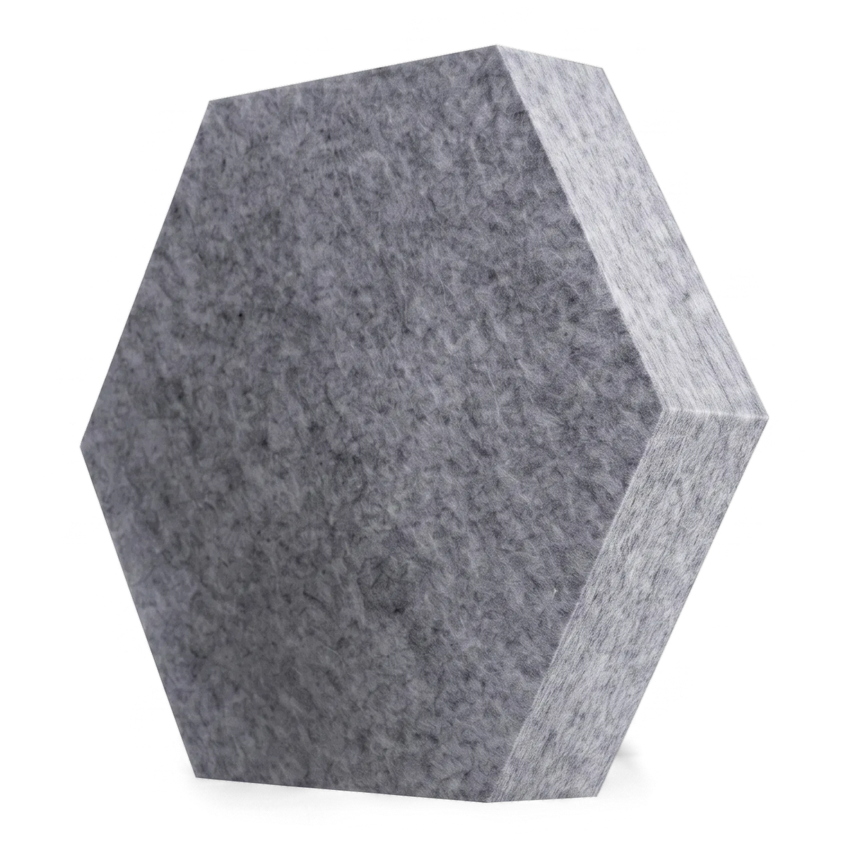 Fiber Hexa Akustikelement aus PET-Vlies in Grau meliert, Sechseck 290 mm, Schrägansicht