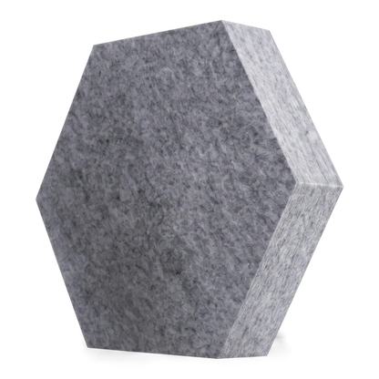 Fiber Hexa Akustikelement aus PET-Vlies in Grau meliert, Sechseck 290 mm, Schrägansicht