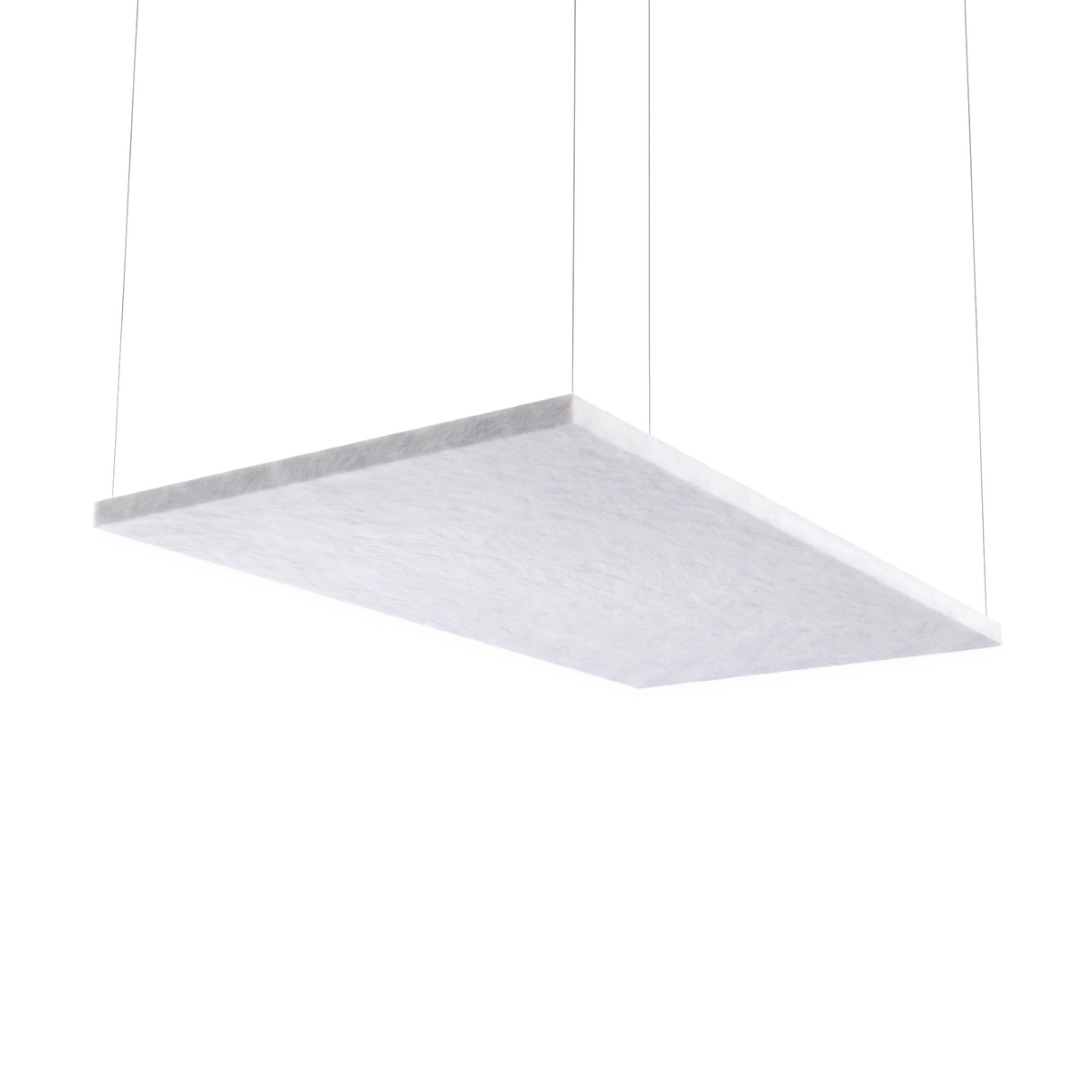 Fiber Sky Deckenabsorber in Weiß: rechteckiges Deckensegel aus PET-Filz, 1500 × 1000 mm, abgehängt, freigestellt