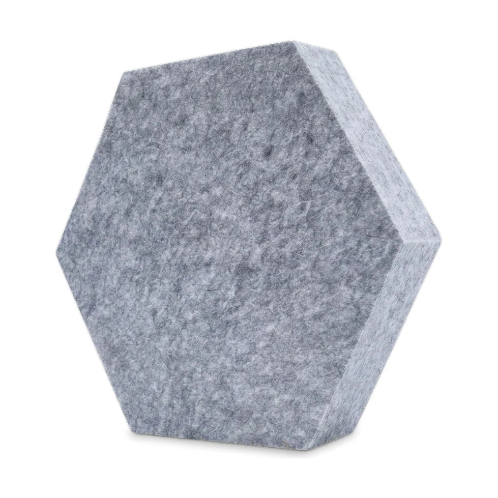 Fiber Solid Hexa in Silbergrau: Sechseck-Akustikelement aus PET-Filz