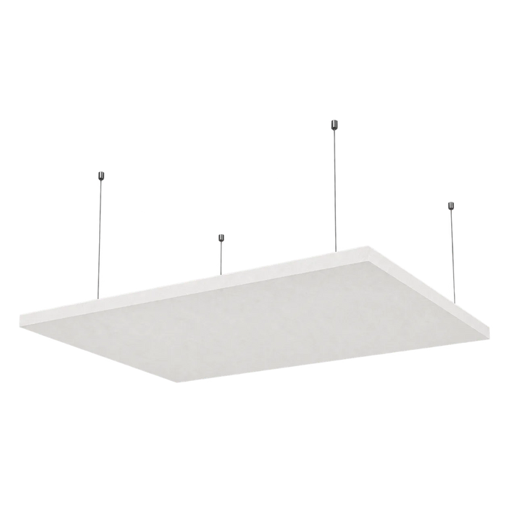 Fiber Sky Deckenpaneel in Weiß, 1500 × 1000 mm, mit feiner Drahtseilabhängung – Freisteller