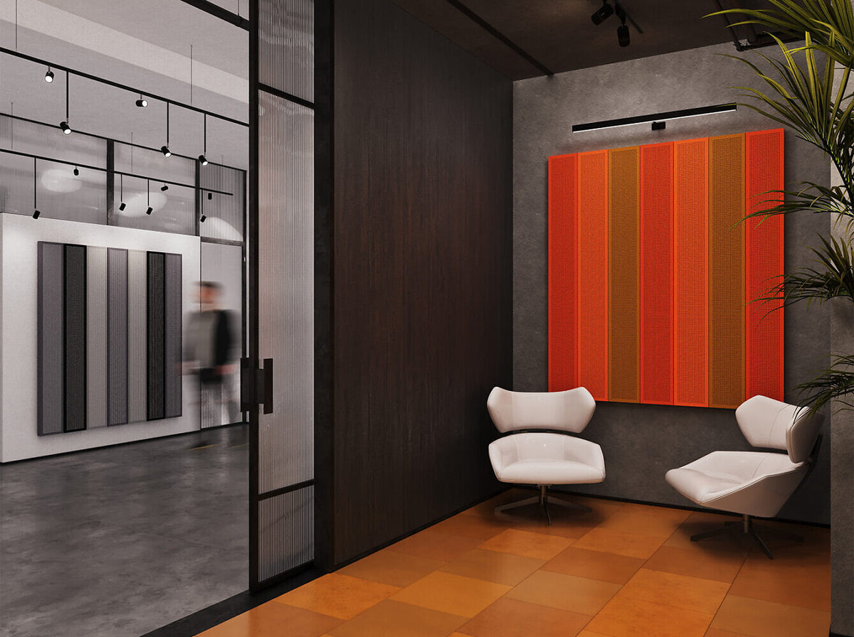 Fluffo Perfo Stick in Orange in einer Lounge