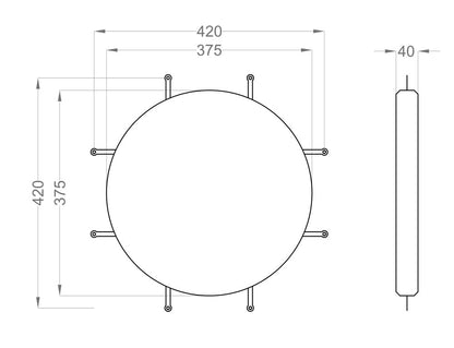 Maßzeichnung Fluffo Web Dot: Ø 375 mm, 40 mm stark