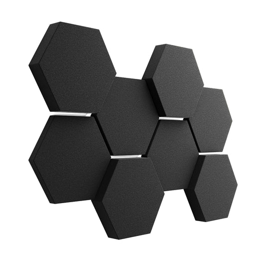Velvet Hexa Onlys (8er-Set) in Grey: acht Sechseck-Akustikelemente in Anthrazit