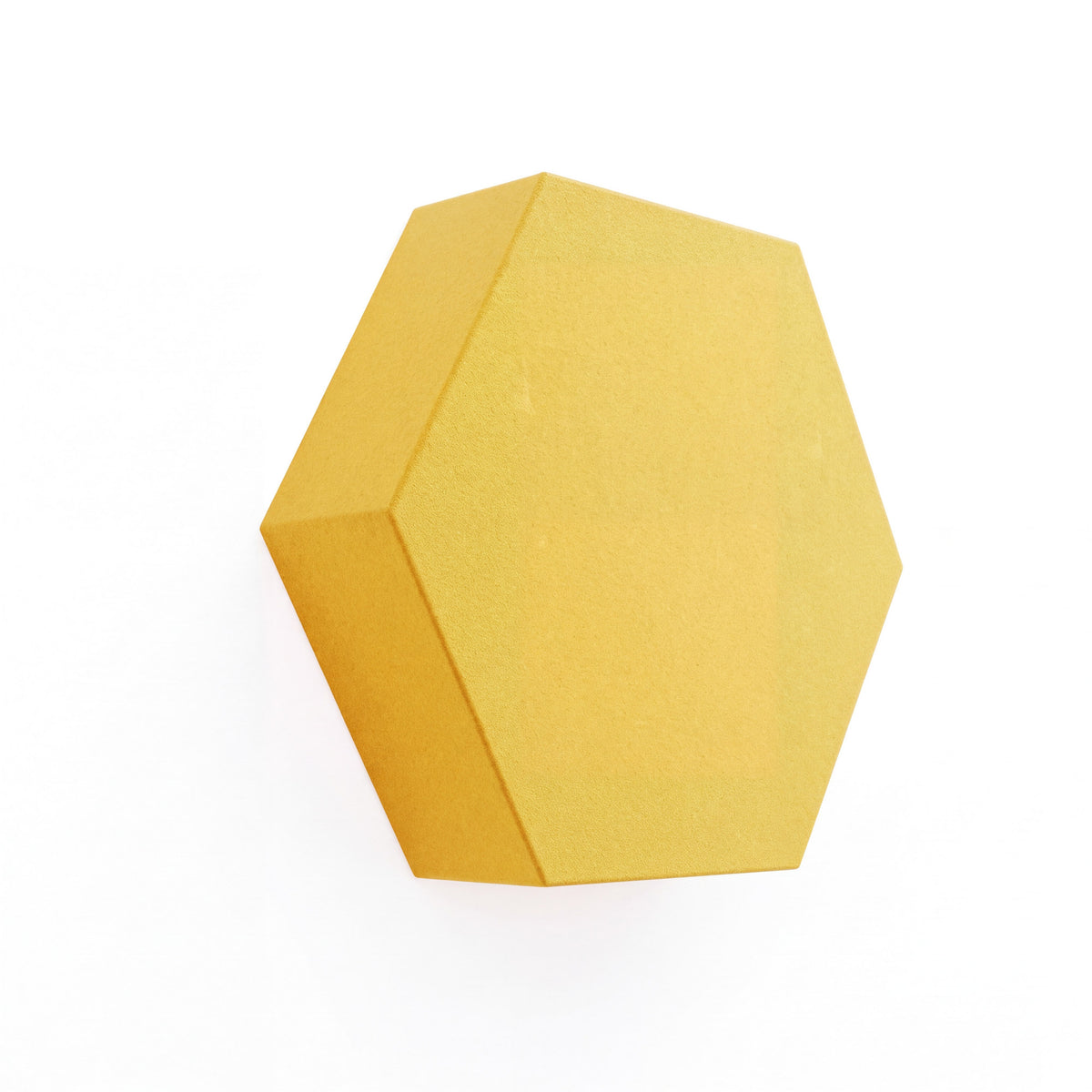 Velvet Hexa Akustikelement in Banana, Sechseck mit Samtoberfläche, Schrägansicht