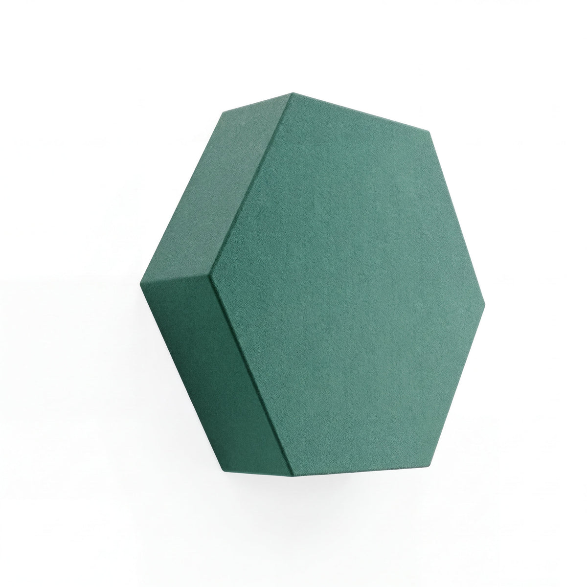 Velvet Hexa Akustikelement in Dark Jade, Sechseck mit Samtoberfläche, Schrägansicht