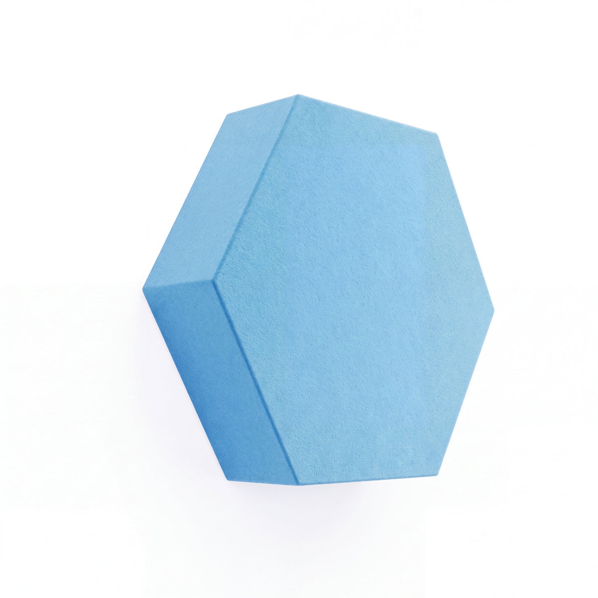 Velvet Hexa Akustikelement in Light Blue, Sechseck mit Samtoberfläche, Schrägansicht