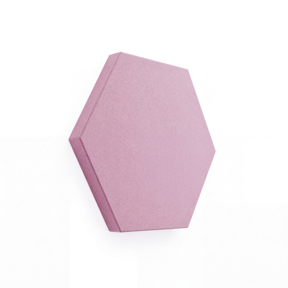 Velvet Hexa Akustikelement in Soft Pink, Sechseck mit Samtoberfläche, Schrägansicht