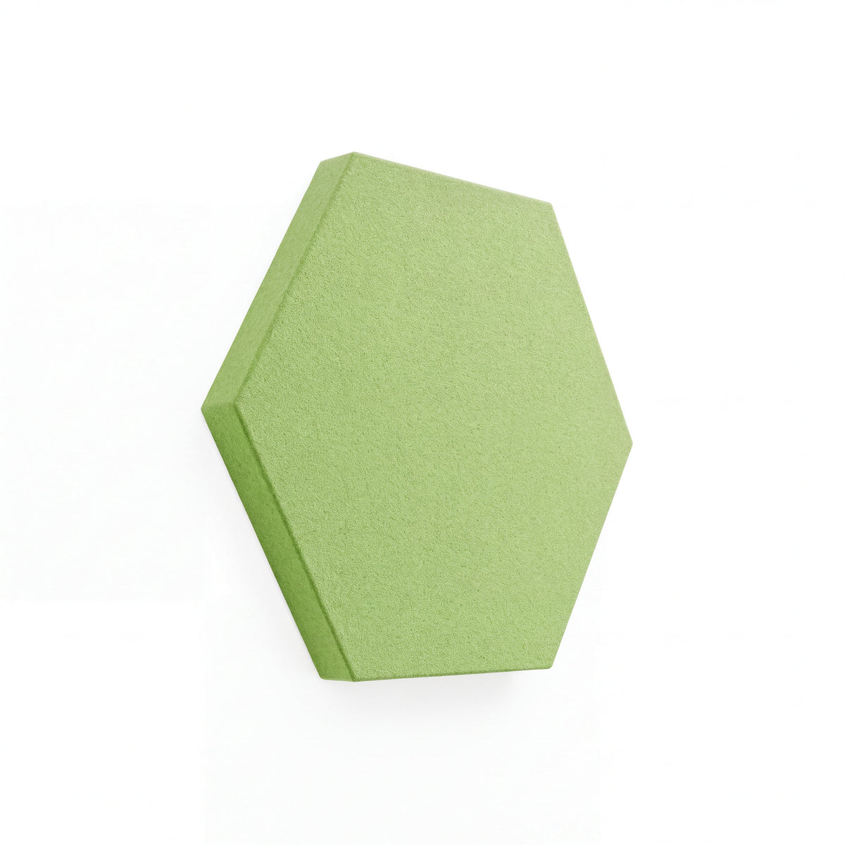 Velvet Hexa Akustikelement in Spring Grass, Sechseck mit Samtoberfläche, Schrägansicht