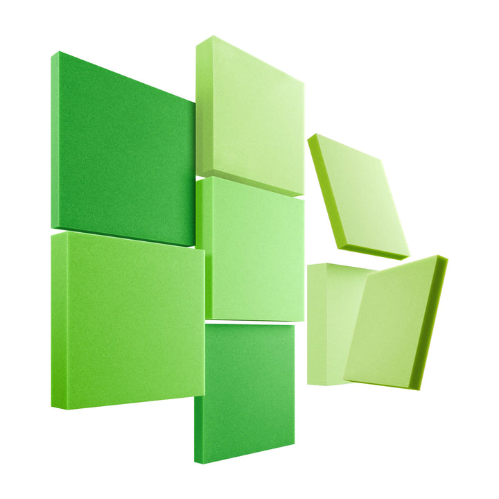 Velvet Pixel Shades (8er Set) in Green: quadratische Akustikpaneele in Grüntönen