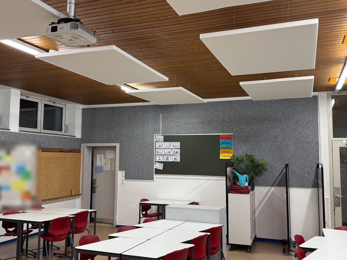 Die hintere Tafel, eingefasst von grauen Absorbern, mit der Tür daneben