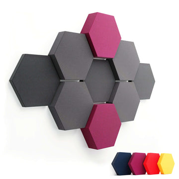 schallabsorber hexagon velvet dark ruby rot fennext
