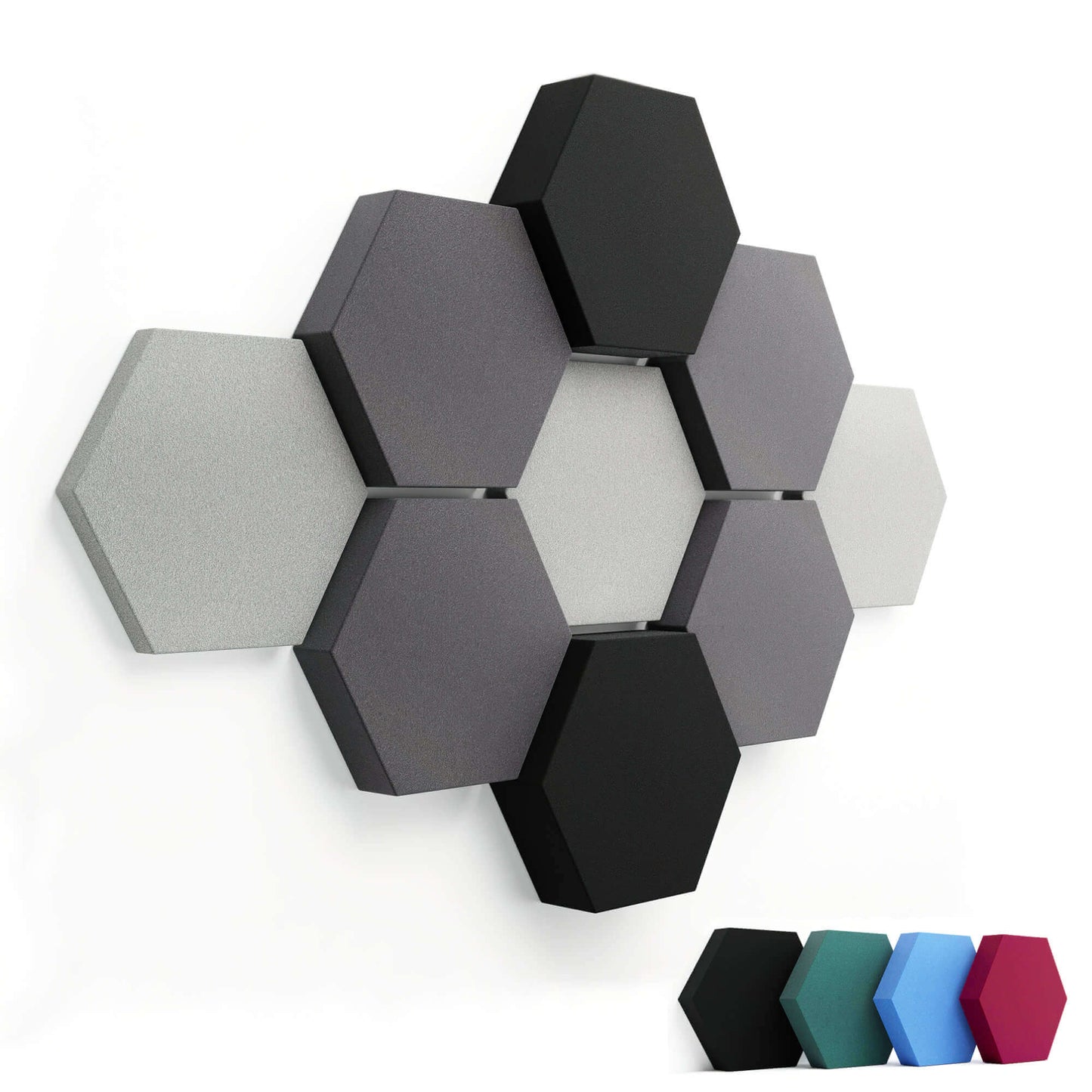 schallabsorber hexagon velvet light grey grau fennext