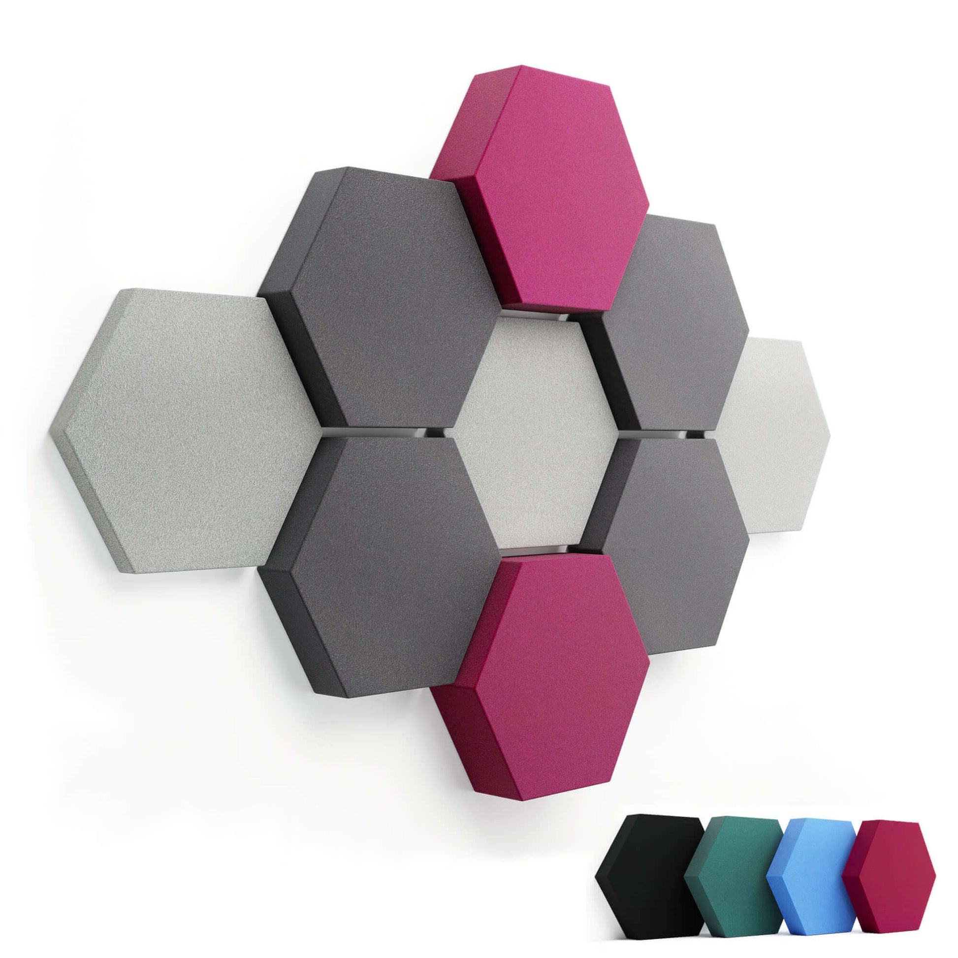 schallabsorber hexagon velvet light ruby rot fennext