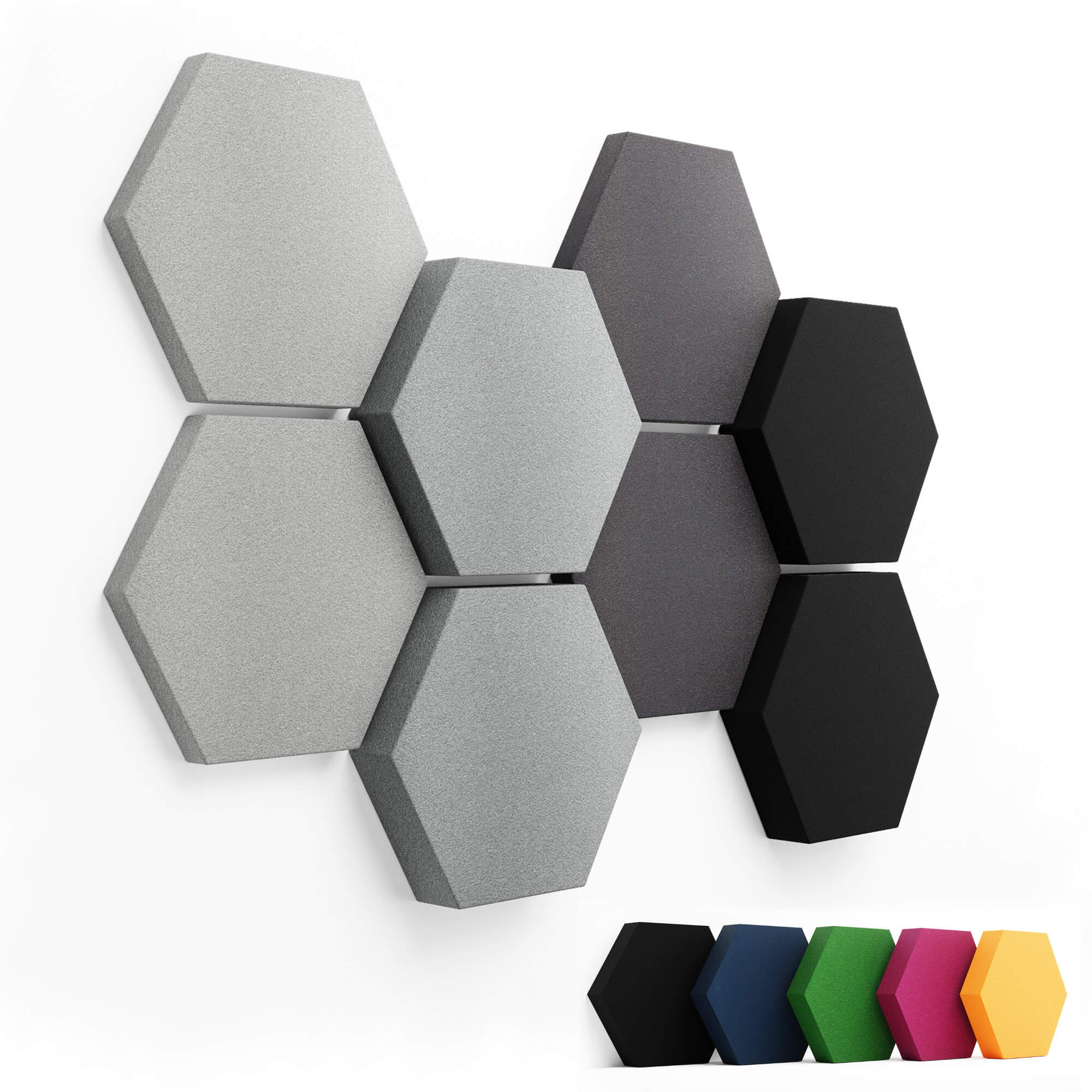 schallabsorber hexagon velvet shades stony grau fennext
