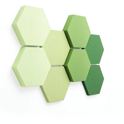 Velvet Hexa Shades 8er-Set in Green, Sechseck-Cluster mit Verlauf von Mint zu Waldgrün