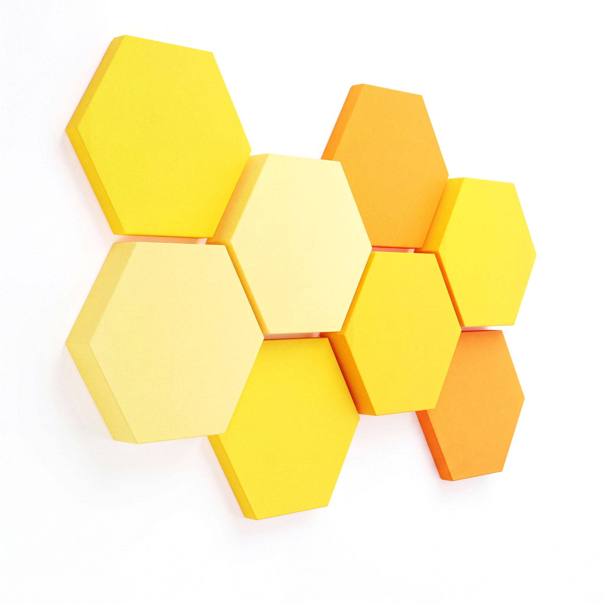 Velvet Hexa Shades 8er-Set in Sunny, Sechseck-Cluster mit Verlauf von Hellgelb zu Orange